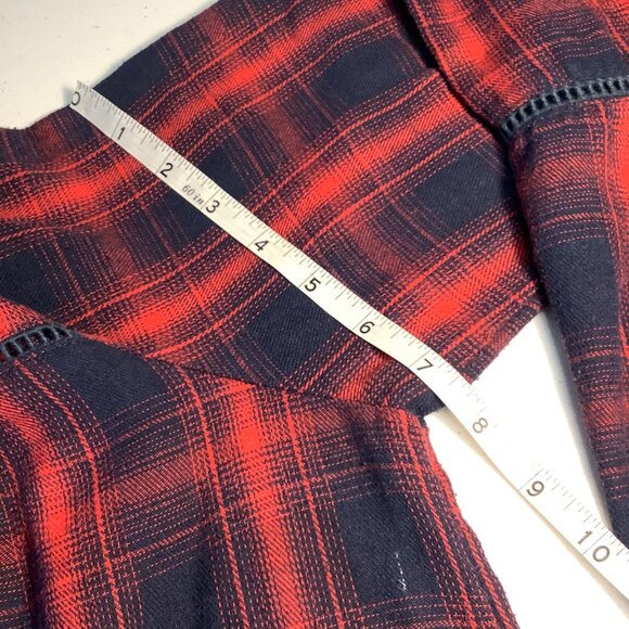 🍁 Susan Betro Plaid Bell Sleeve Blouse – Women’s 1X – Red/Blue Fall Vibes - Picture 6 of 12
